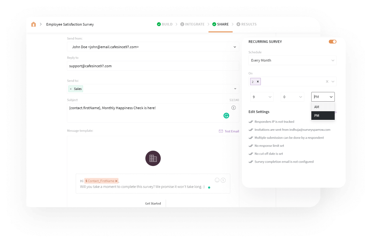 Automate your periodic surveys using online survey software’s recurring feature.