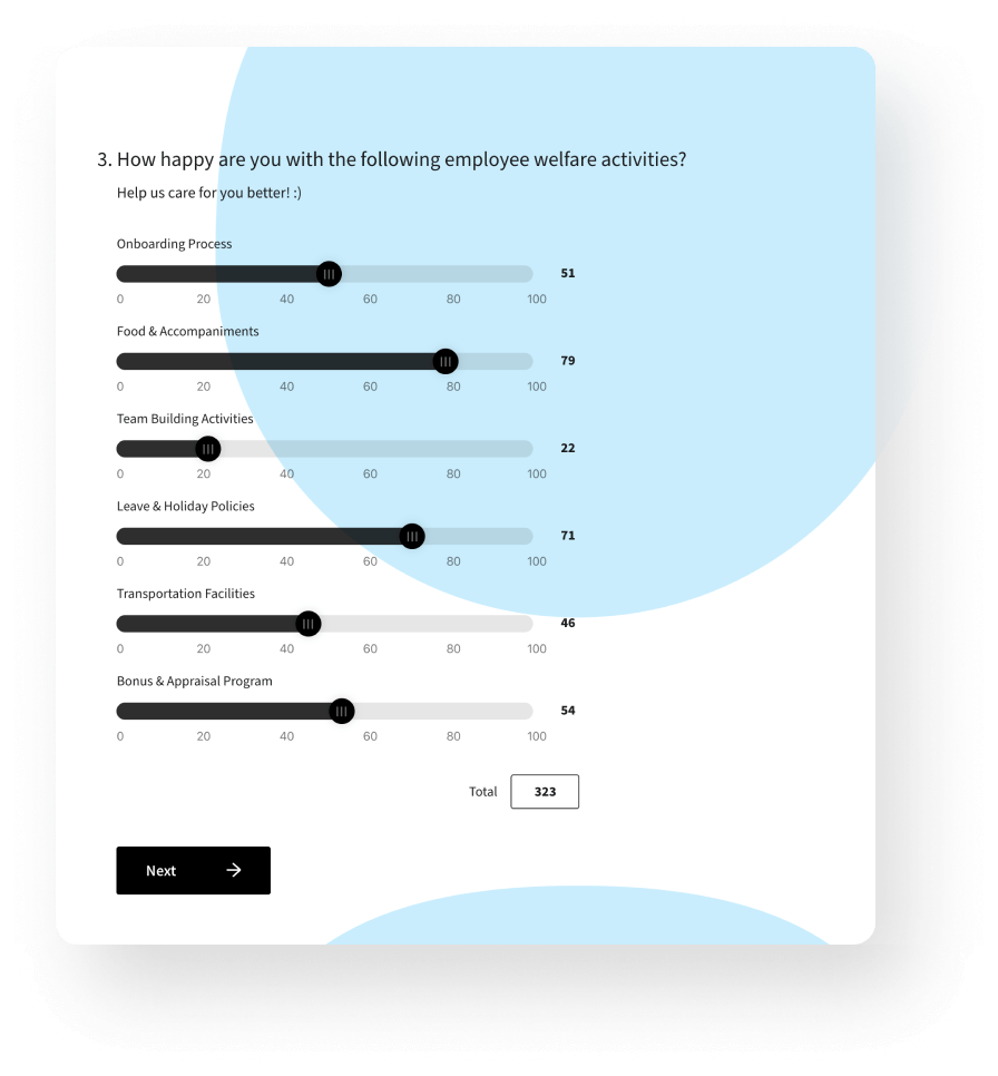 With an enterprise survey software, perform mathematical operations using Expressions and quantify customer preferences using constant sum.