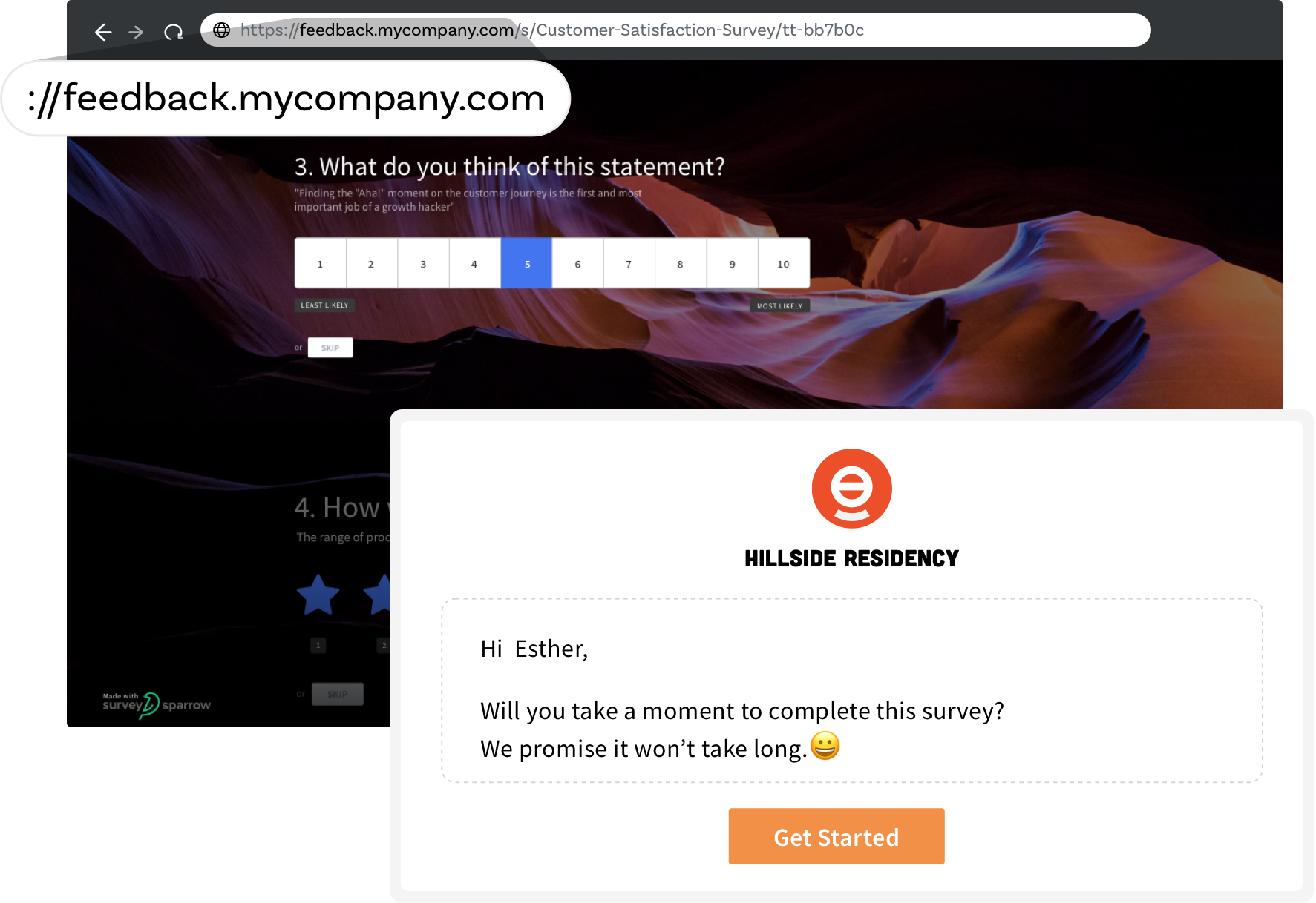 SurveySparrow lets users share email surveys easily with built-in share options.