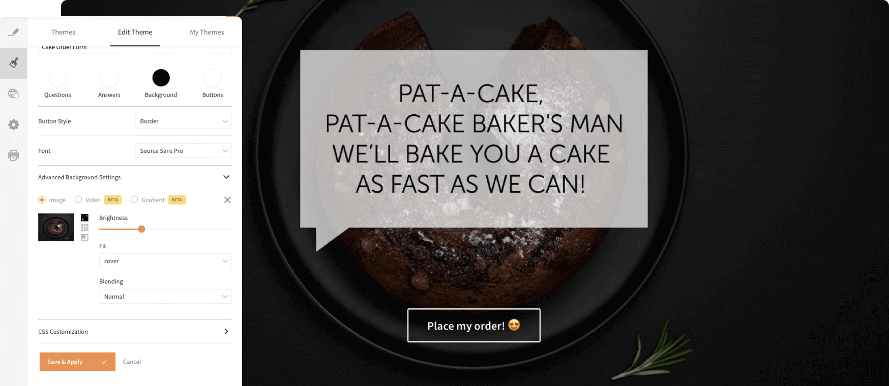 Create stunning surveys using themes and design.