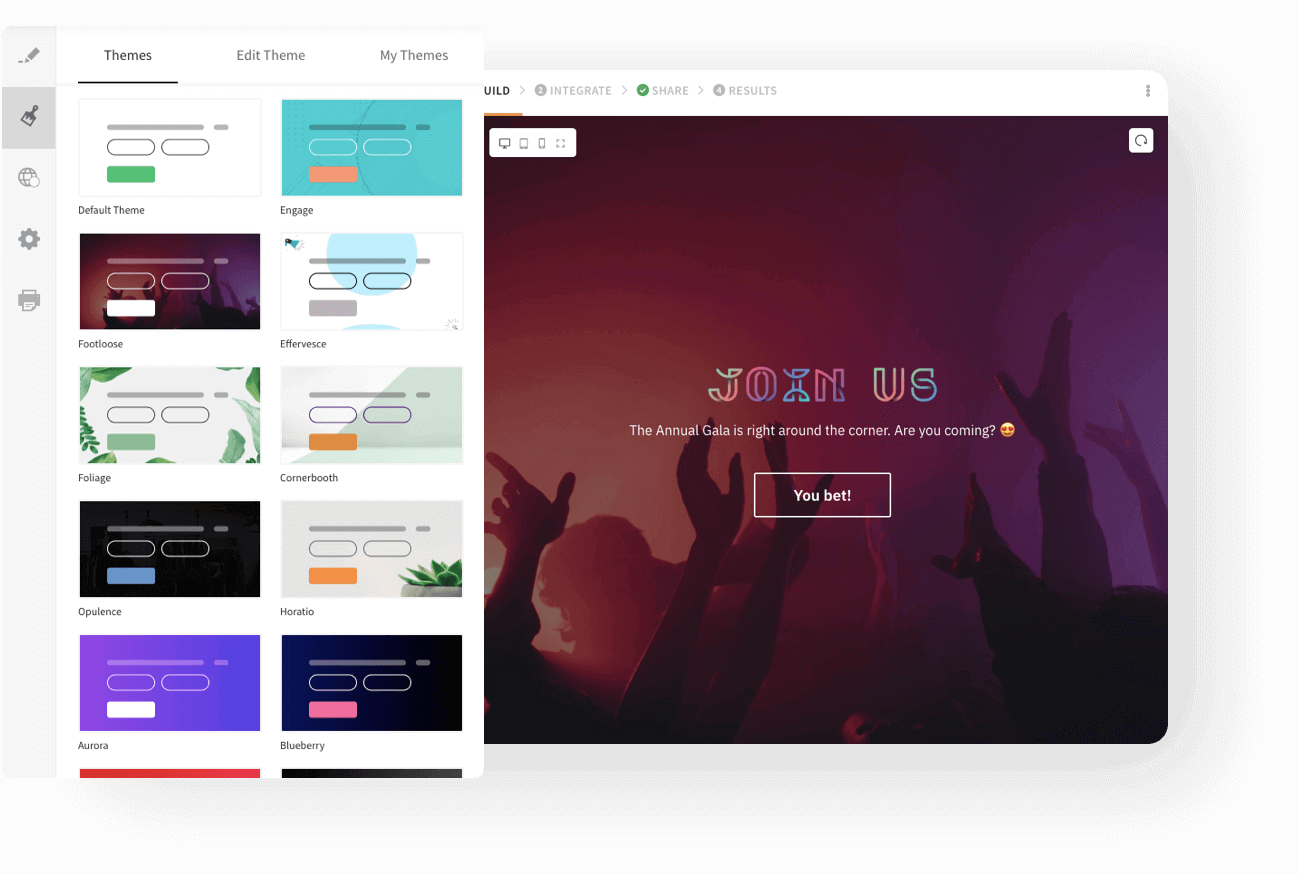 Choose a theme from the gallery or create one of your own.